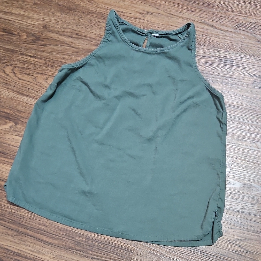 Old Navy Olive Green High Neck Tank Top Keyhole Back Women's L